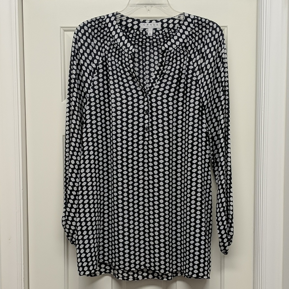Chaus New York Black and White Blouse
